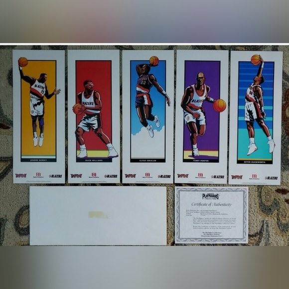Vintage Portland Trail Blazers 18" x 7" Print Set of 5 1991-92 Playmakers - Picture 1 of 12